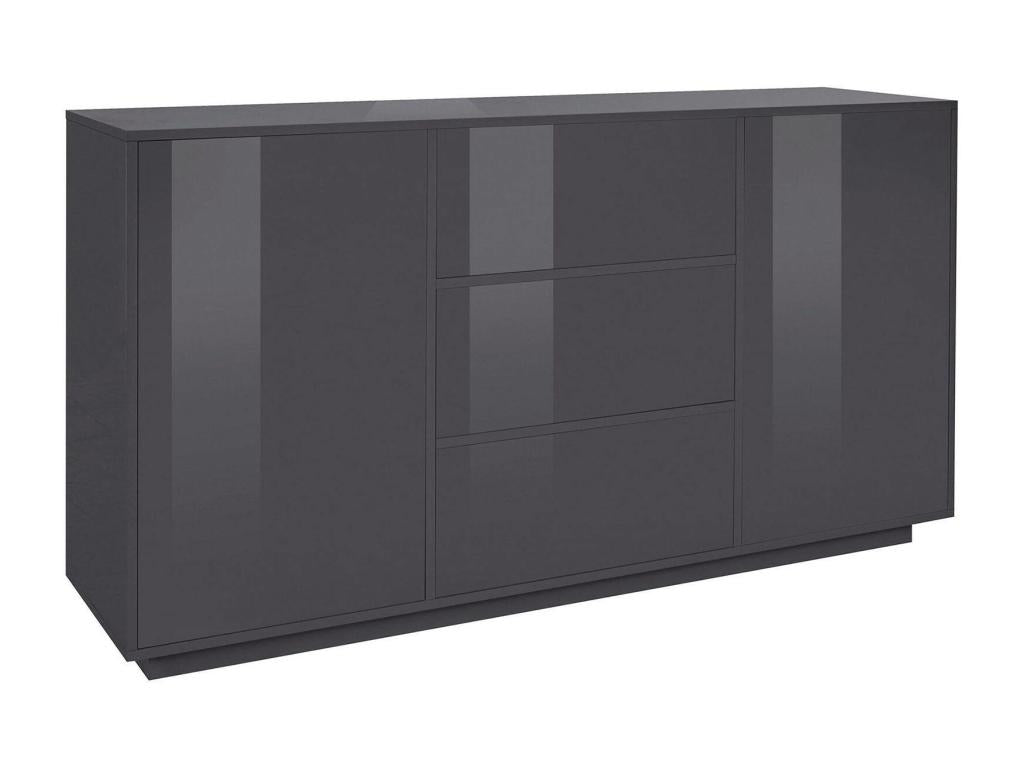 Meublitac Buffet Kitchen Buffet with 2 Doors and 3 Drawers Living Room Buffet Made in Italy 160x41x86 cm Glossy Anthracite
