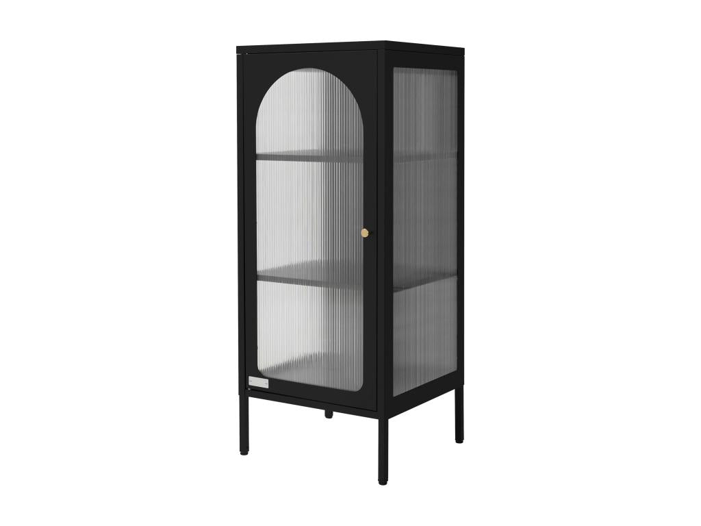 High living room display cabinet on adjustable feet, black steel bookcase/sideboard