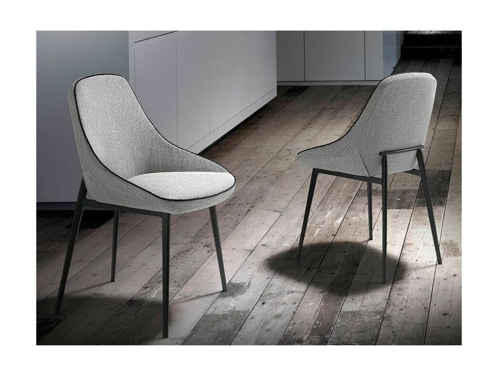 Meublita grey fabric chair with black steel legs - Set of 2 - Meublita Color 54