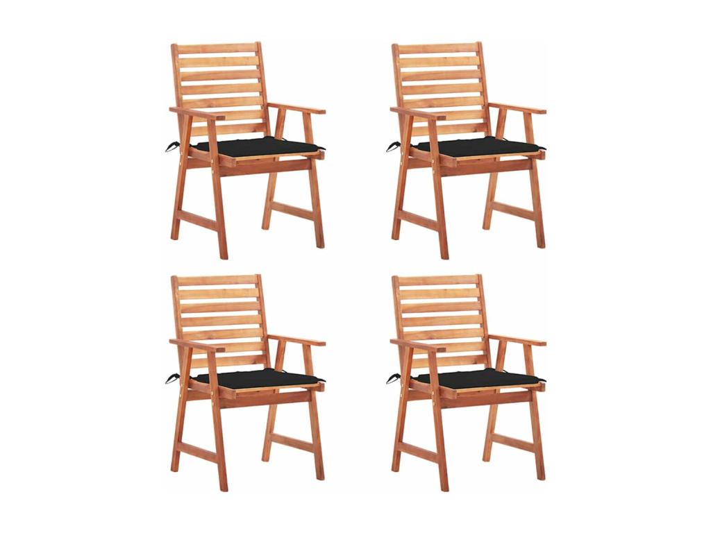 Set of 4 outdoor dining chairs and cushions, Meublita solid wood