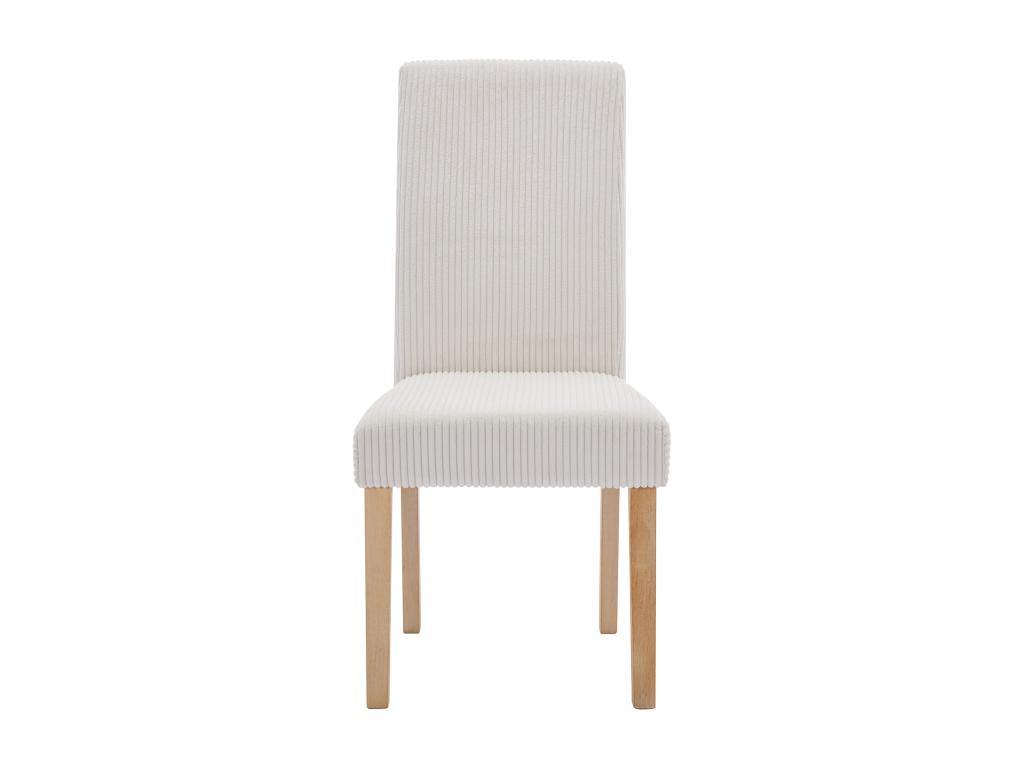 Set of 6 corduroy and rubberwood chairs - Cream - Meublita