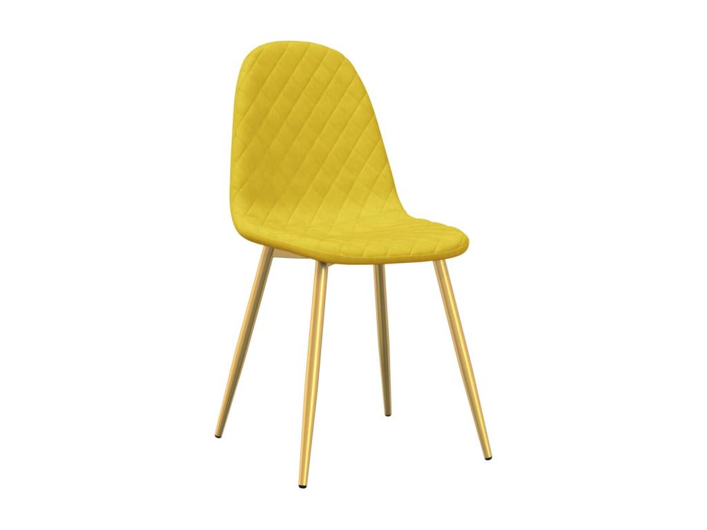 Dining chairs, set of 2, mustard yellow velvet