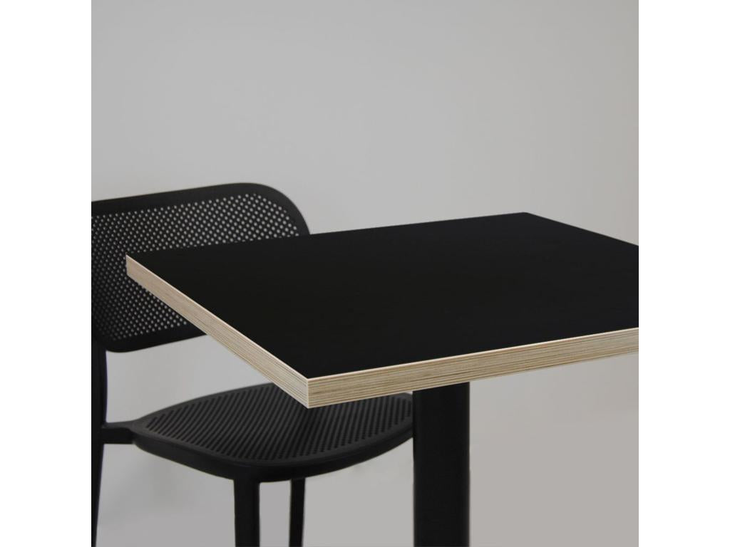 Table 70x70 cm - Meublita model, black with wooden edges