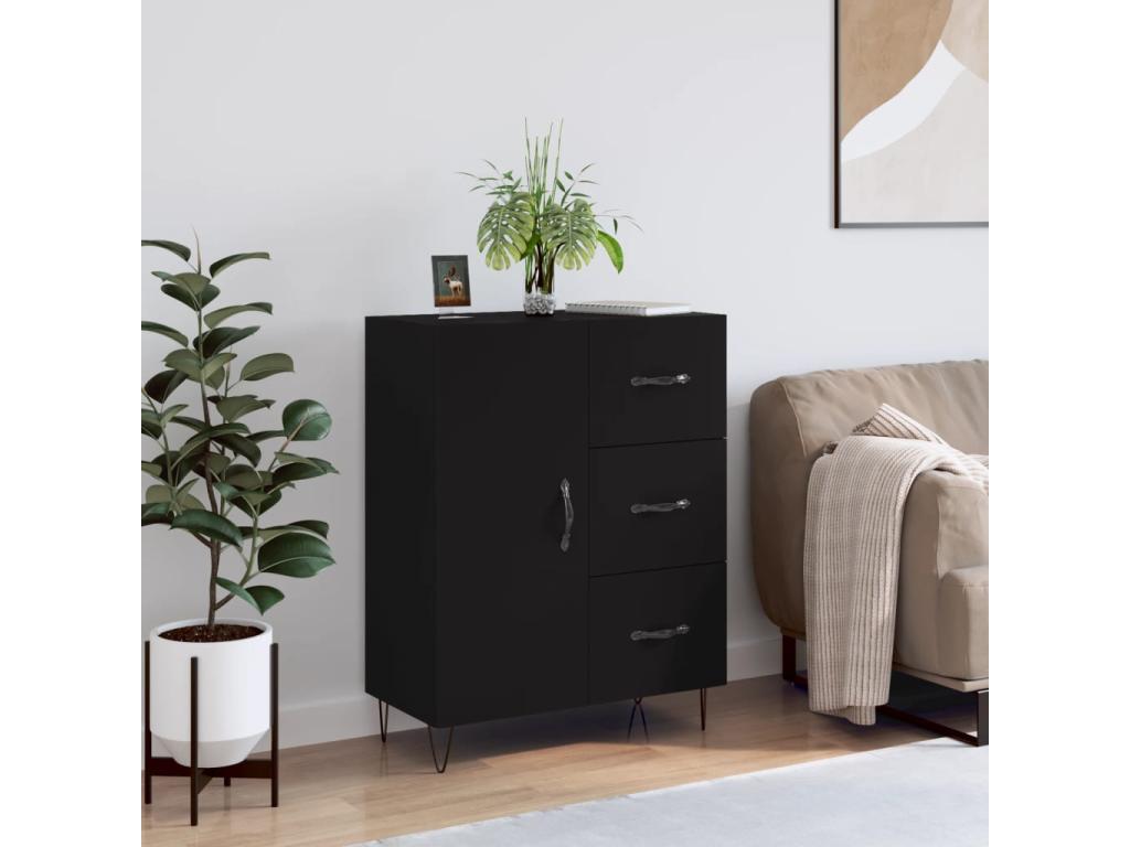 Black sideboard 69.5x34x90 cm engineered wood