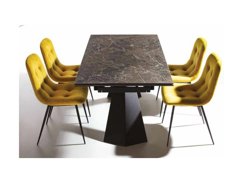 Meublita tufted velvet and black metal designer chairs - Set of 4 - Grey