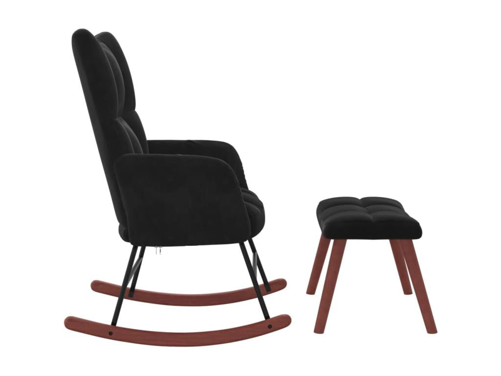 Rocking chair with footrest, black velvet