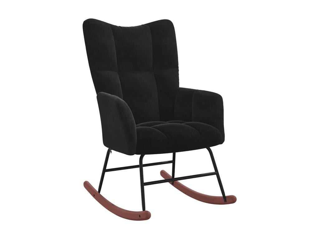 Rocking chair with footrest, black velvet