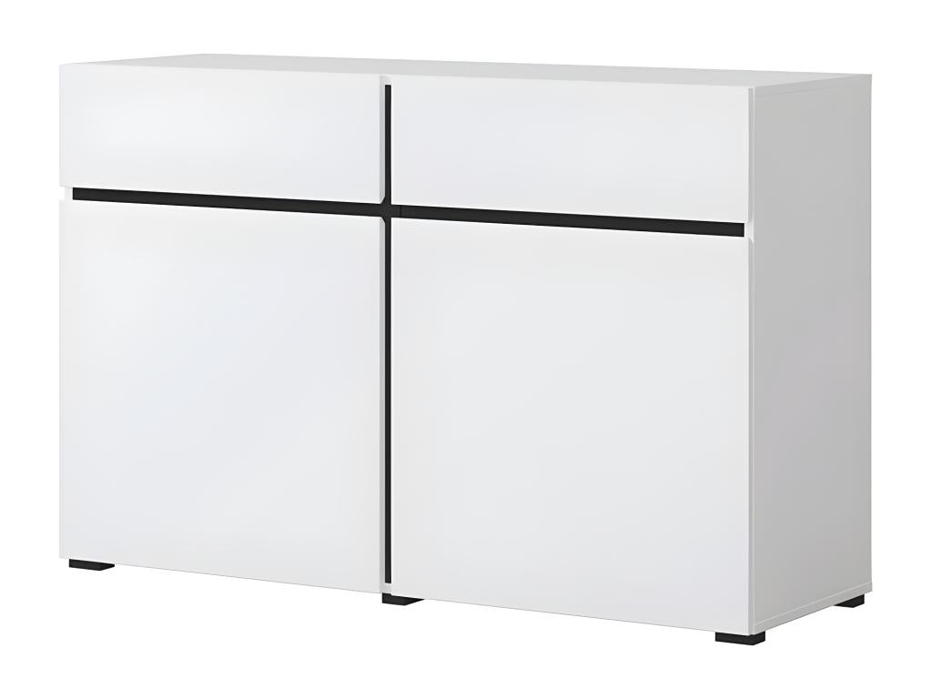 120cm white and black Meublita collection sideboard - Designer sideboard with 2 doors and 2 drawers.