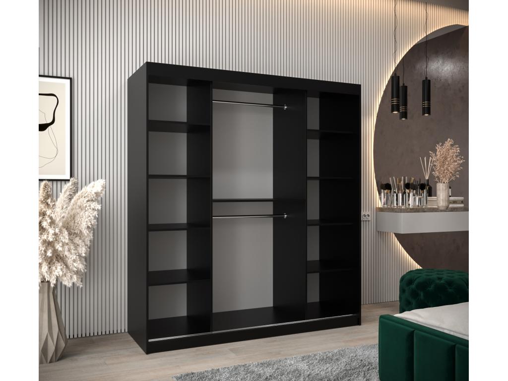 Meublita 2 Sliding Door Wardrobe 200/180/62 2 Doors Black