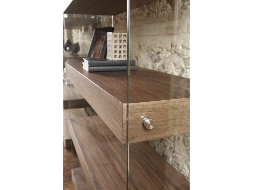 Wooden shelves and tempered glass sides