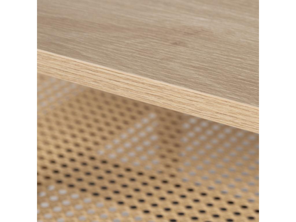 Meublita - Oval coffee table in wood and caning - Light wood