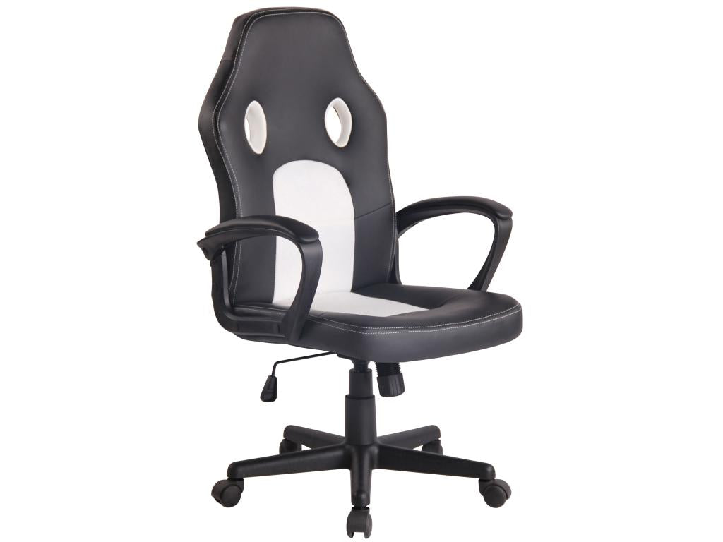 Office chair - Faux leather / Plastic - Black / White - Meublita